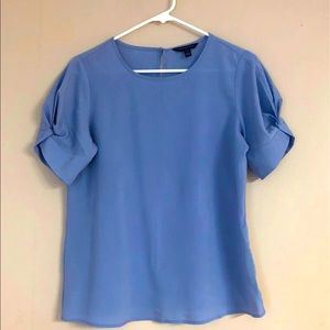 Banana Republic Blue Puff-Sleeve Blouse (Petite)
